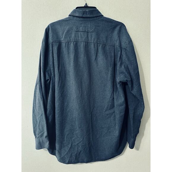 Duluth Trading Co Flannel Shirt Men’s Sz L Blue Button Up Long Sleeve Utility - Picture 6 of 10